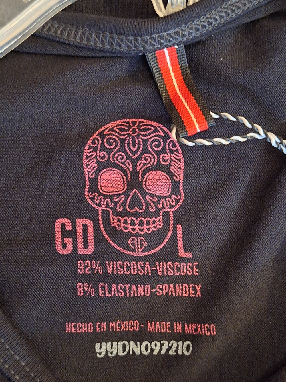 Black Short-Sleeve Tunic with Pink & Yellow Sugar Skull Graphic. NWT Size Large - Picture 8 of 8